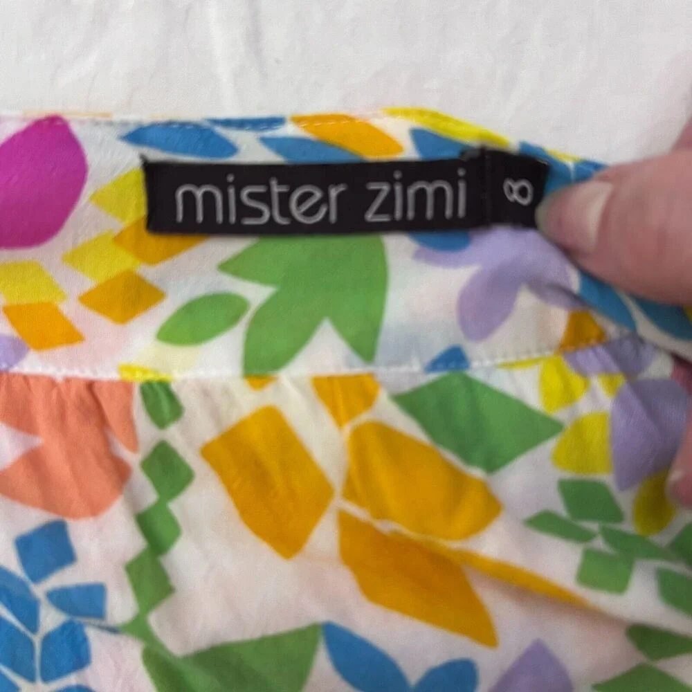 Mister Zimi Women's Dress 8 Sleeveless Tiered Trapeze Midi Kaleidoscope‎ Cottage